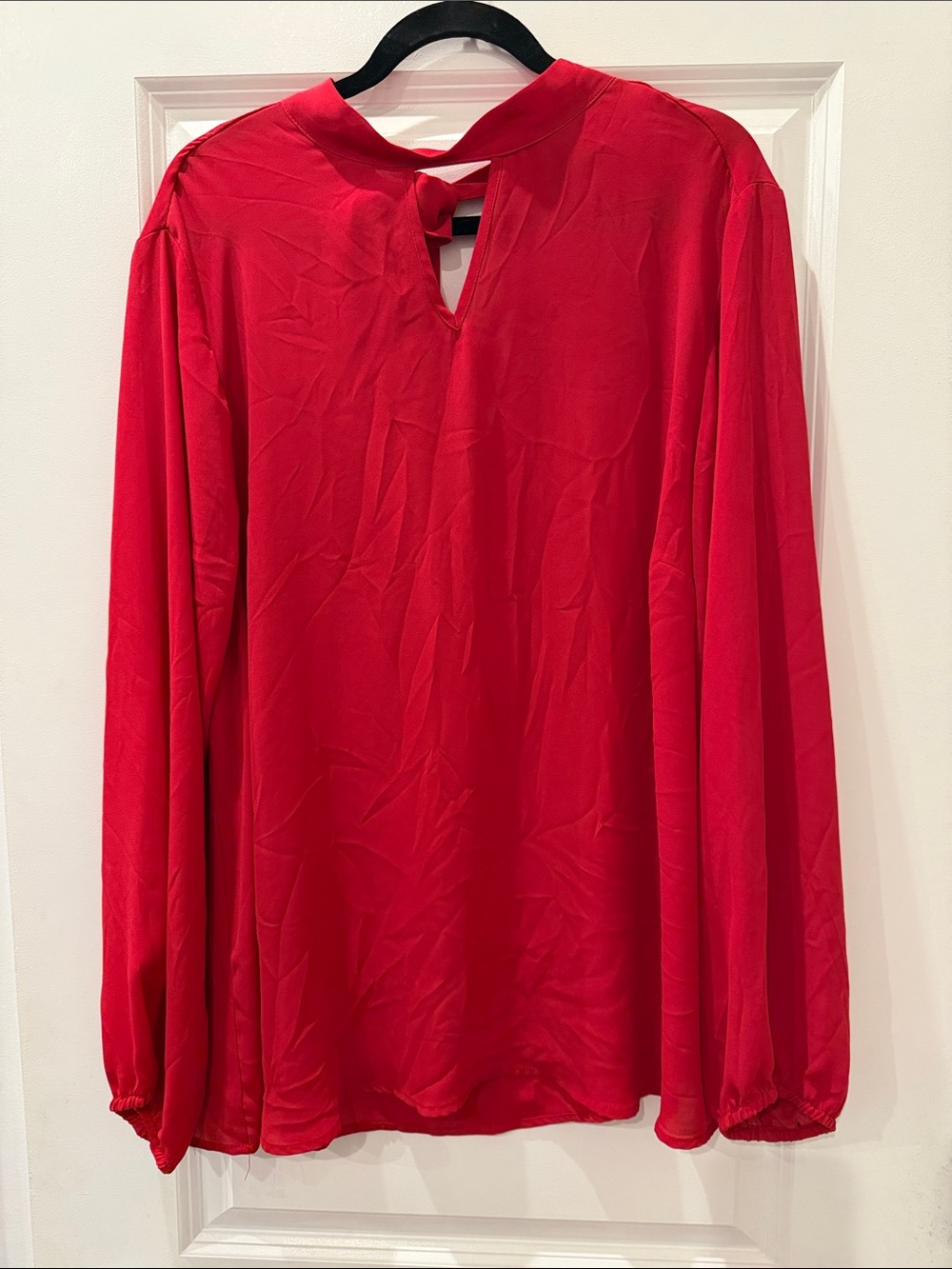 torrid Red Long-Sleeve Keyhole Neck Blouse